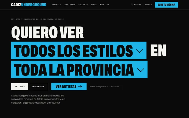 Captura de la portada de Cadizunderground en el ordenador